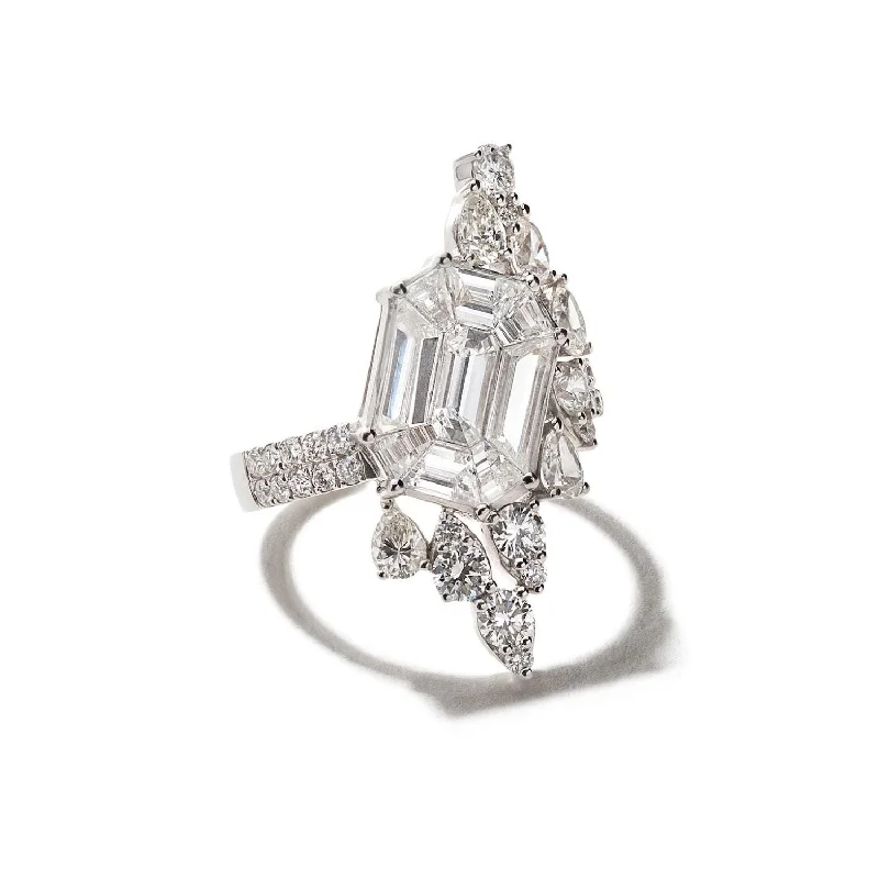 Flash Sale On Exquisite Jewelry – Don't Miss Out Illusion Diamond Asymmetrical Large Ring