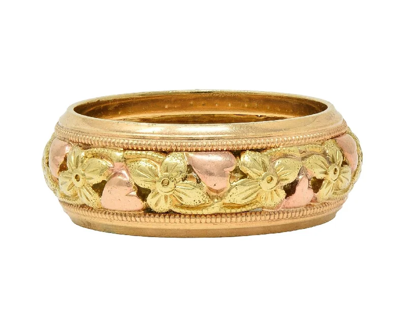 Personalized Engraved Jewelry For Meaningful Gifts Jabel 14 Karat Yellow Green Rose Gold Orange Blossom Unisex Band Ring