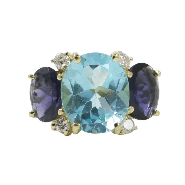 Holiday Jewelry Sale – Perfect Gifts At Great Prices Large GUM DROP™ Ring with Blue Topaz and Iolite and Diamonds Holiday Jewelry Sale – Perfect Gifts At Great Prices Large GUM DROP™ Ring with Blue Topaz and Iolite and Diamonds