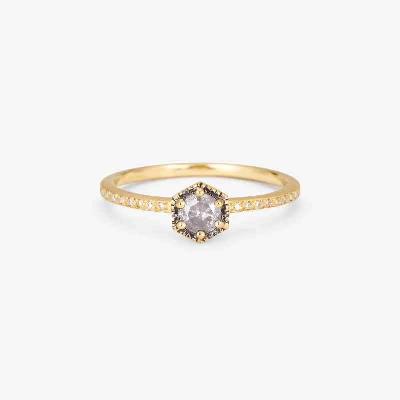 Fine Jewelry, Limited-Time Offers Available R9904GY | Limited edition 4mm Hexagon Grey Diamond Hexagon Pave Ring