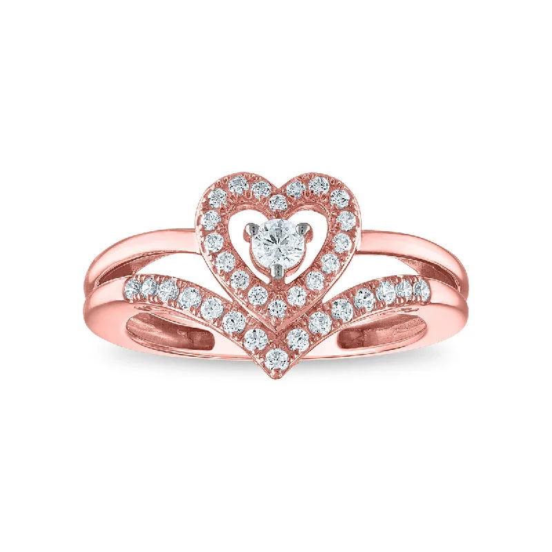 Dazzle In Elegance With Our Biggest Jewelry Sale LoveSong EcoLove 3/8 CTW Lab Grown Diamond Heart Promise Ring in 10KT Rose Gold