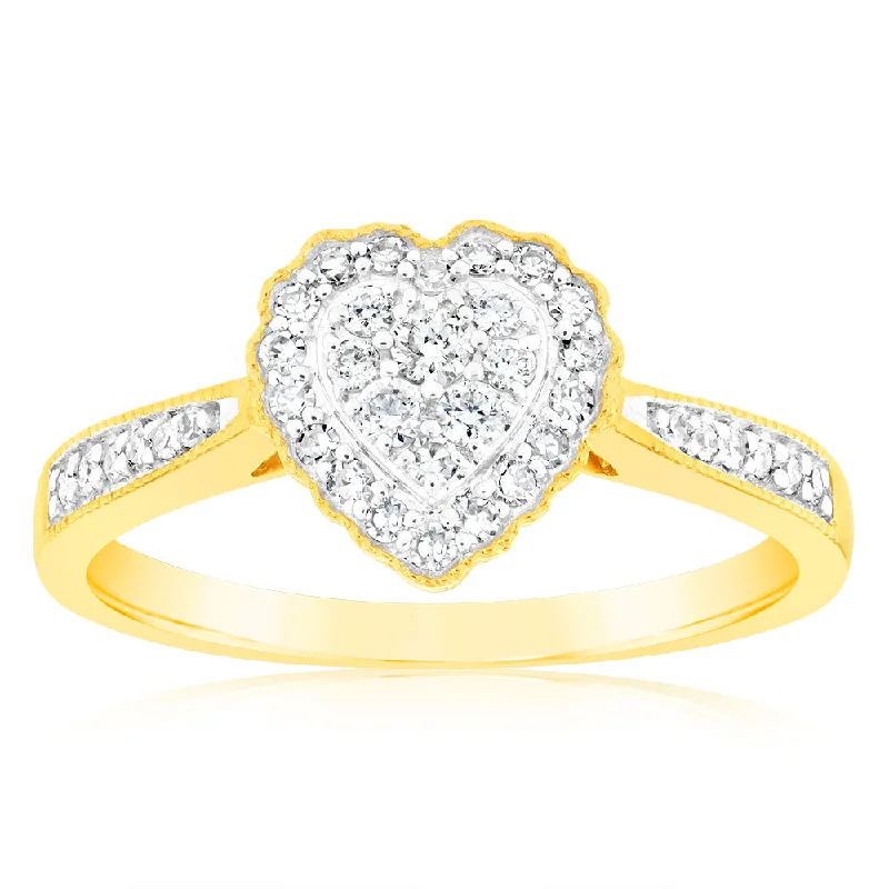 Accessorize For Less – Luxury Jewelry At Affordable Prices Luminesce Lab Grown Diamond 1/4 Carat Heart Dress Ring in 9ct Yellow Gold Accessorize For Less – Luxury Jewelry At Affordable Prices Luminesce Lab Grown Diamond 1/4 Carat Heart Dress Ring in 9ct Yellow Gold