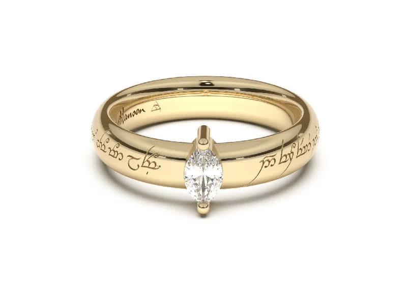 Elegant Rose Gold Jewelry For A Stylish Touch Marquise Classic Elvish Engagement Ring, Yellow Gold