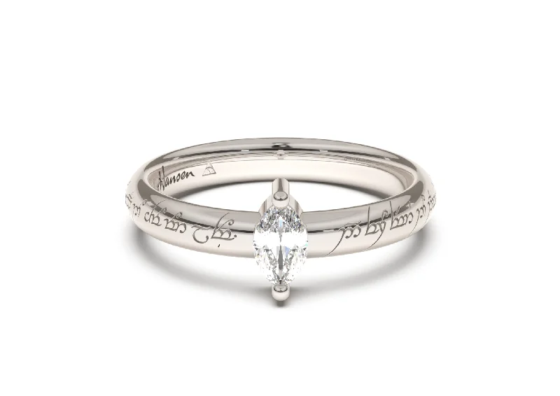 Shop Dazzling Jewelry With Special Promotional Discounts Marquise Classic Slim Elvish Engagement Ring, White Gold & Platinum