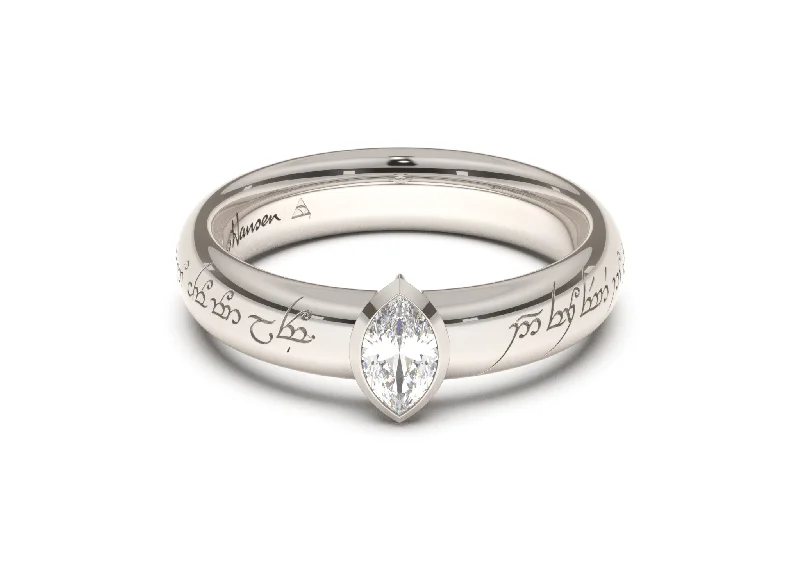 Seasonal Jewelry Deals – Elevate Your Style Marquise Elegant Elvish Engagement Ring, White Gold & Platinum