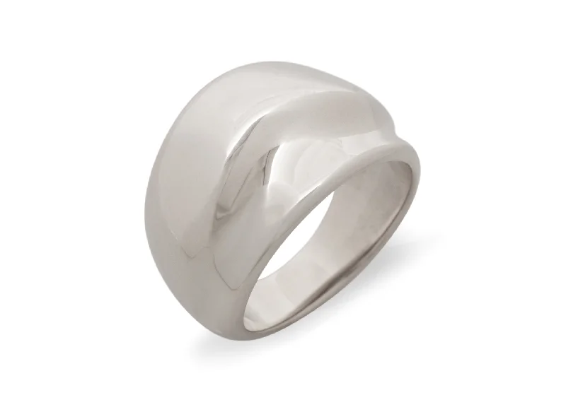 Shop Dazzling Jewelry With Special Promotional Discounts Medium Domed Wave Ring, White Gold & Platinum