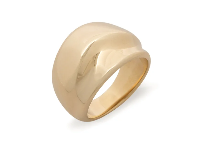 Discounted Luxury Jewelry – Shine Without The Splurge Medium Domed Wave Ring, Yellow Gold