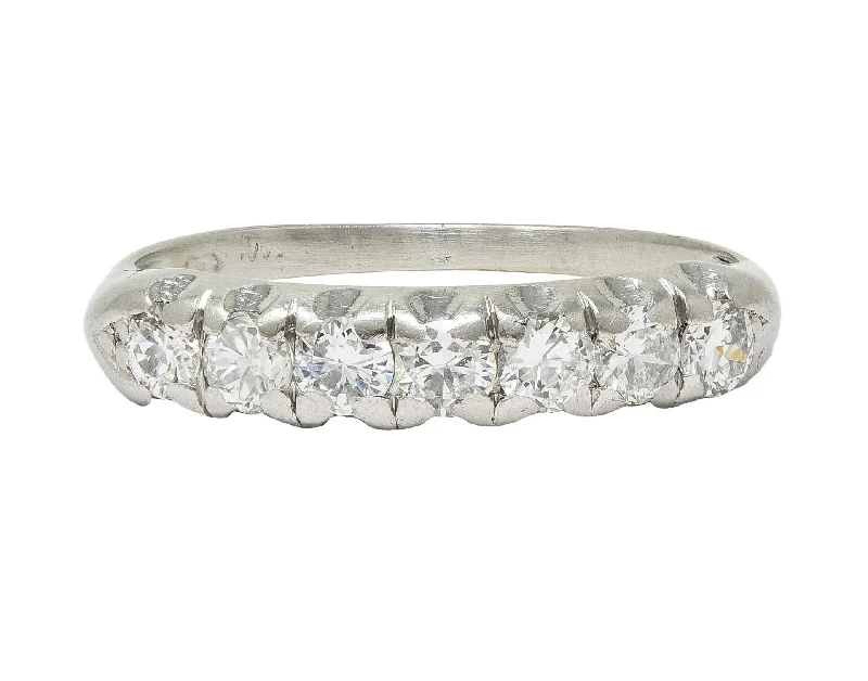 Dazzle With Discounts – Shop Jewelry On Sale Mid-Century 0.70 CTW Diamond Platinum Vintage Seven Stone Wedding Band Ring