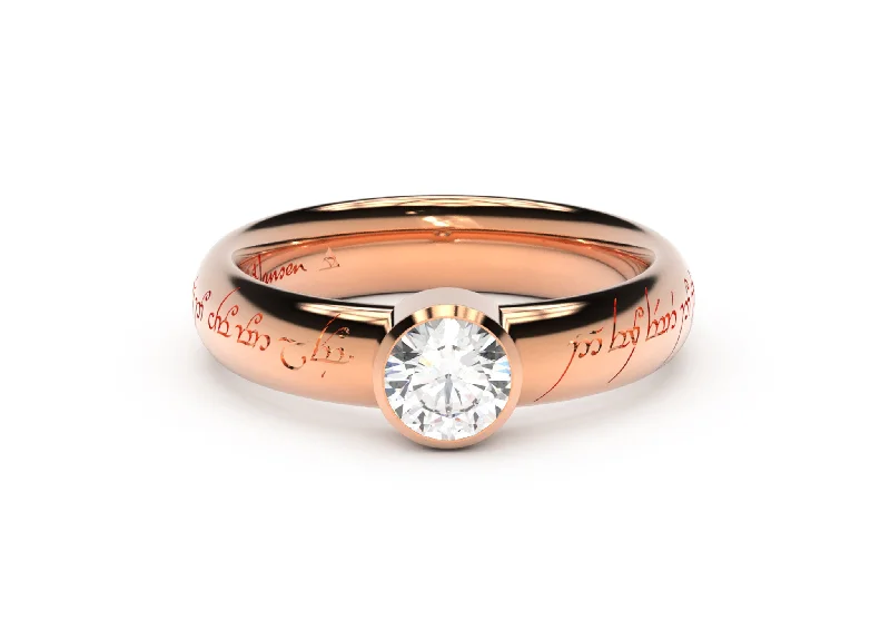 Breathtaking Jewelry, Breathtaking Prices Modern Elvish Engagement Ring, Red Gold