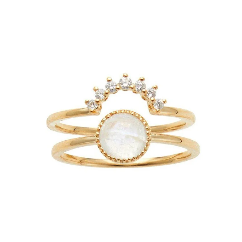 Discover Unique Jewelry With Special Limited-Time Offers Moonstone Ring with Diamond Band
