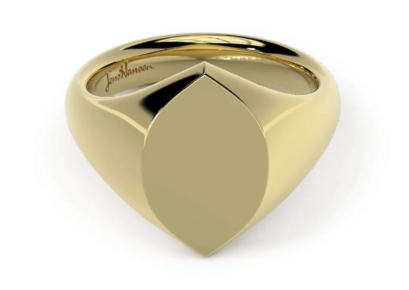 Exclusive Jewelry Bundles At Discounted Prices Navette Signet Ring, Yellow Gold