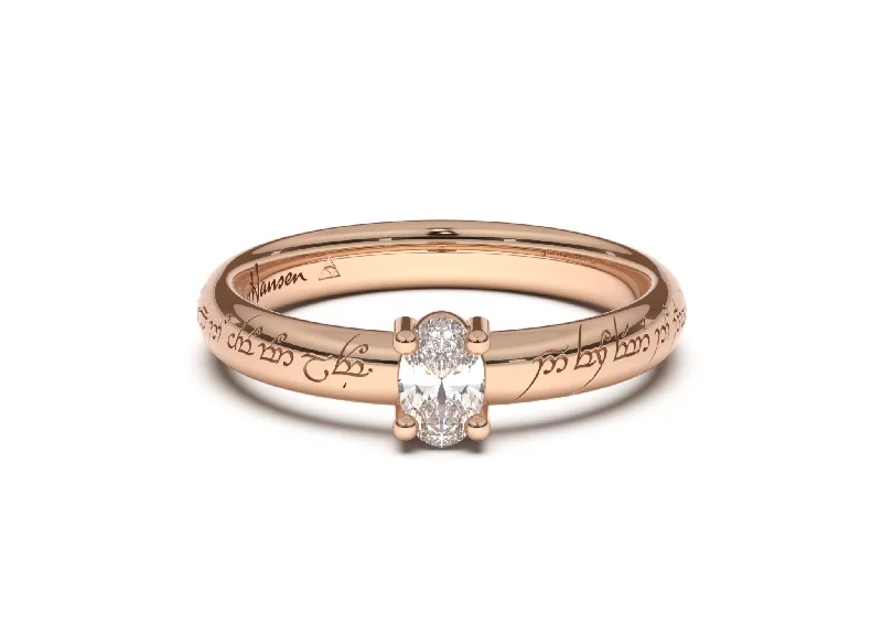 Limited-Stock Jewelry Clearance – Grab Your Favorites Now Oval Contemporary Slim Elvish Engagement Ring, Red Gold Limited-Stock Jewelry Clearance – Grab Your Favorites Now Oval Contemporary Slim Elvish Engagement Ring, Red Gold