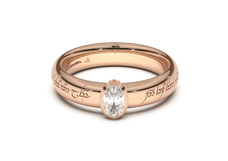 Elegant Jewelry, Exclusive Prices – Shop Now Oval Elegant Elvish Engagement Ring, Red Gold