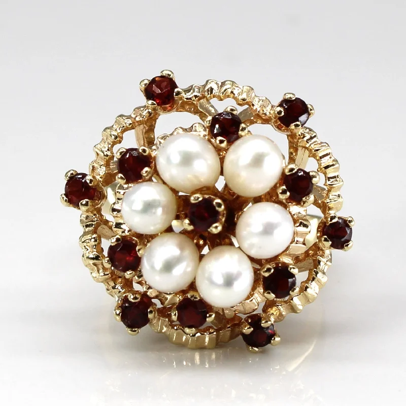 Elegant Rose Gold Jewelry For A Stylish Touch Pearls & Garnet Textured Ring | 7.00ctw | SZ 6.5 |