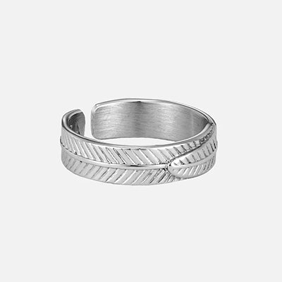 Special Deals On Handcrafted And Designer Jewelry "AZA" FEATHER RING - WHITE GOLD