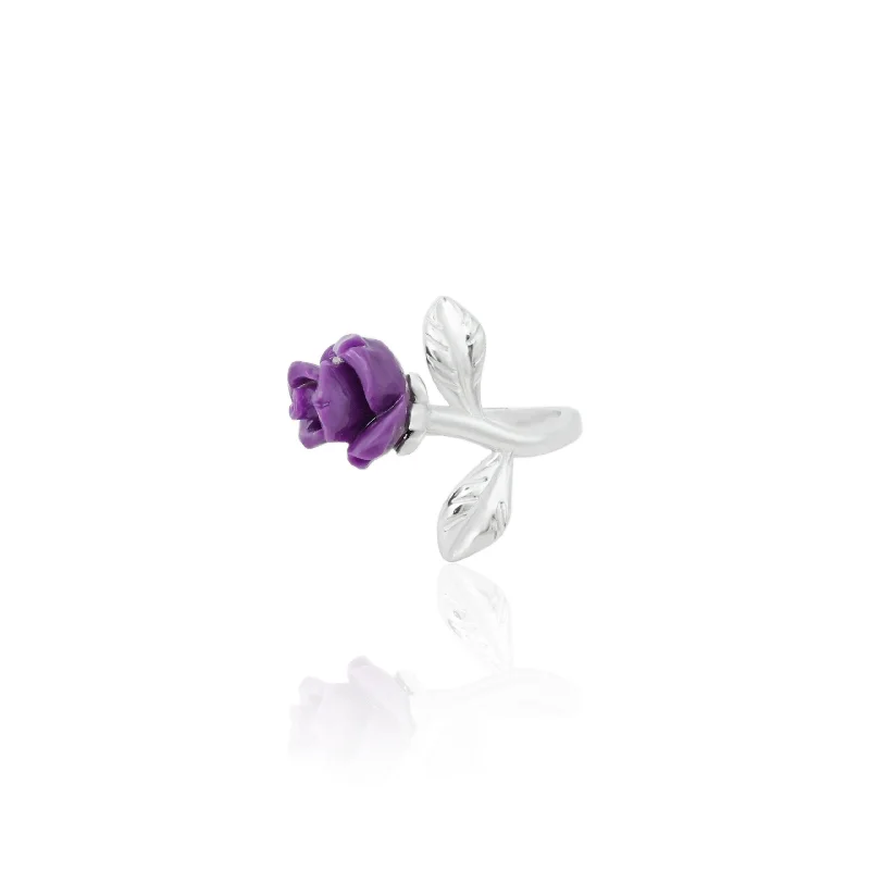 Unmissable Jewelry Sale – Shop Before It's Too Late Pure Sterling Silver Purple Rose Design Ring for Women