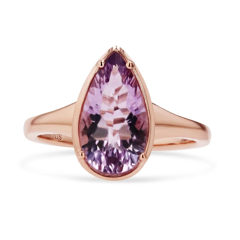Trending Jewelry Styles Now At Limited-Time Discounts Rose Gold Pear Shaped Amethyst Gemstone Ring