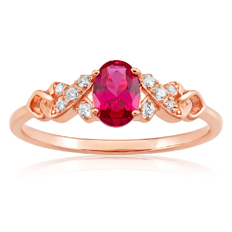 Special Jewelry Deals – Upgrade Your Collection Rose Gold Plated Sterling Silver Created Ruby + Cubic Zirconia Ring