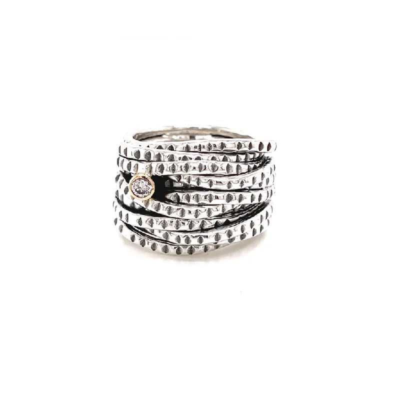Limited-Time Offer On Elegant Jewelry Pieces RR263KSD - Skinny 6 band Entwined Ring with Diamond