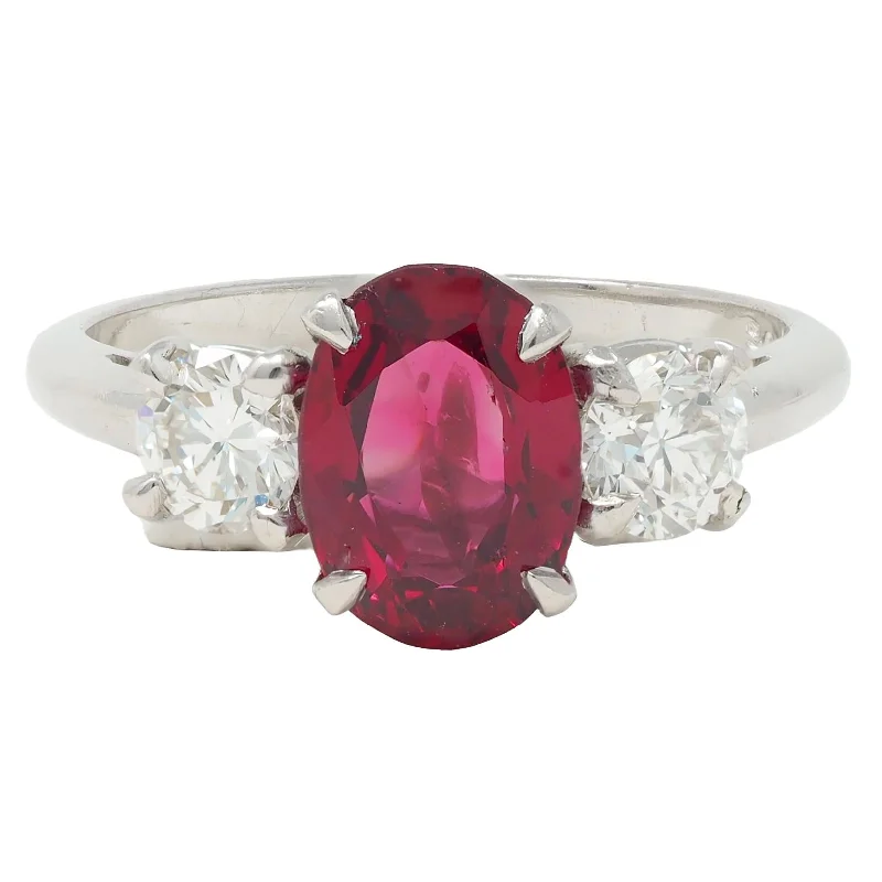 Discounted Luxury Jewelry – Shine Without The Splurge Shreve Crump & Low Mid-Century 1.89 CTW Spinel Diamond Platinum Vintage Three Stone Ring Discounted Luxury Jewelry – Shine Without The Splurge Shreve Crump & Low Mid-Century 1.89 CTW Spinel Diamond Platinum Vintage Three Stone Ring