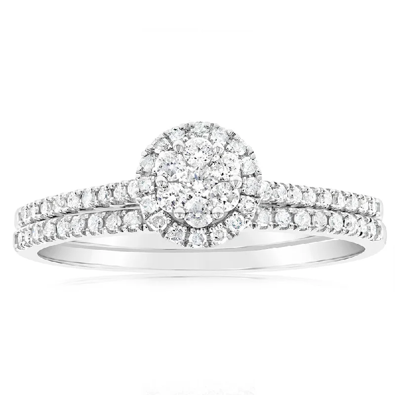 Personalized Jewelry Sale – Unique Gifts At Low Prices Silver1/2 Carat Diamond 2 Ring Bridal Set