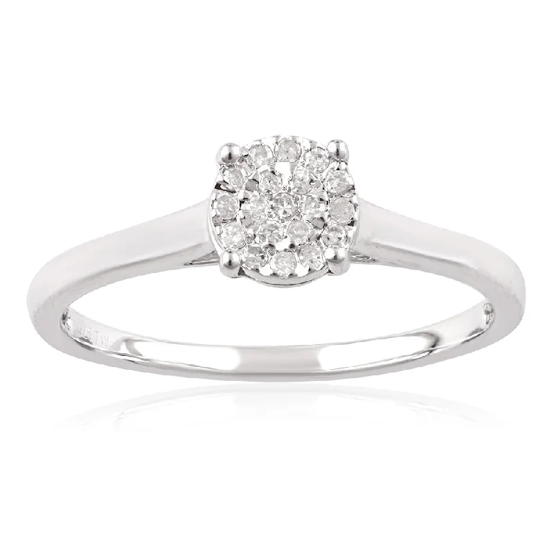 Buy More, Save More – Special Jewelry Discounts Sterling Silver 10 Points Diamond Ring with Brilliant Cut Diamonds and "1 Carat Look"