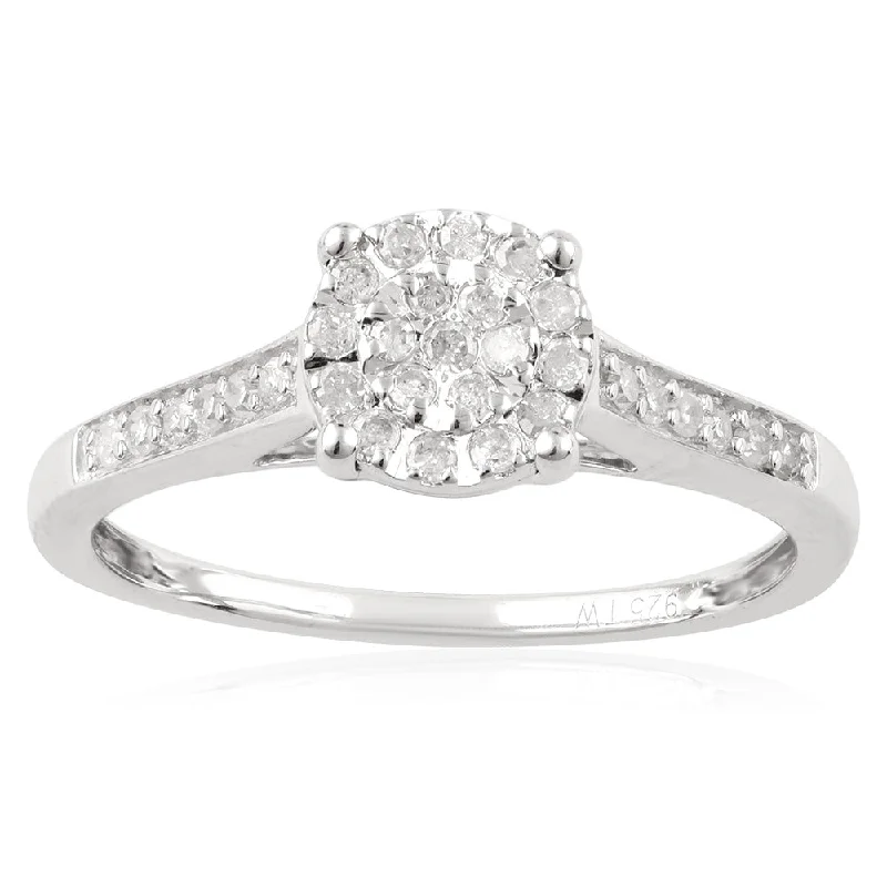 Make Every Moment Shine – Jewelry Discounts Available Sterling Silver 18 Points Diamond Ring with Brilliant Cut Diamonds and "1 CARAT LOOK"