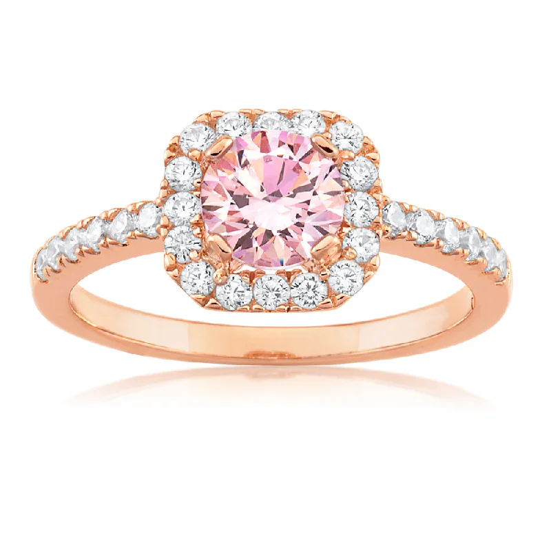 Elegant Designs, Unbeatable Discounts – Shop Jewelry Now Sterling Silver and Rose Gold Plated Zirconia Ring   *No Resize*