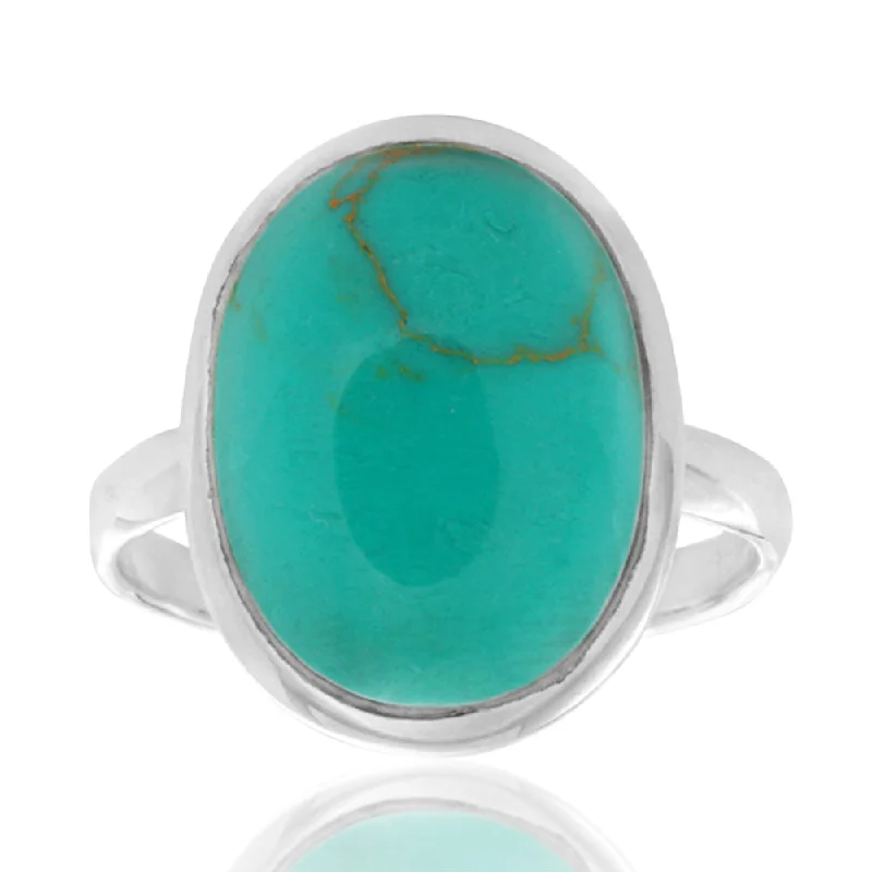 Affordable Luxury Jewelry For Every Occasion Sterling Silver Created Turquoise Large Oval Ring