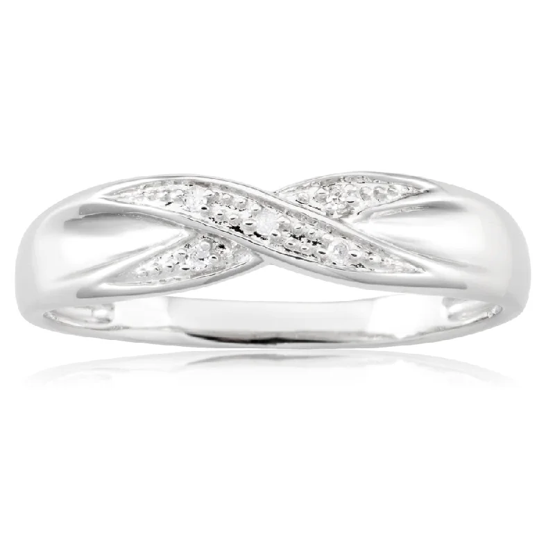 Exclusive Jewelry Markdowns – Limited-Time Offer Sterling Silver Crossover 5 Diamond Ring