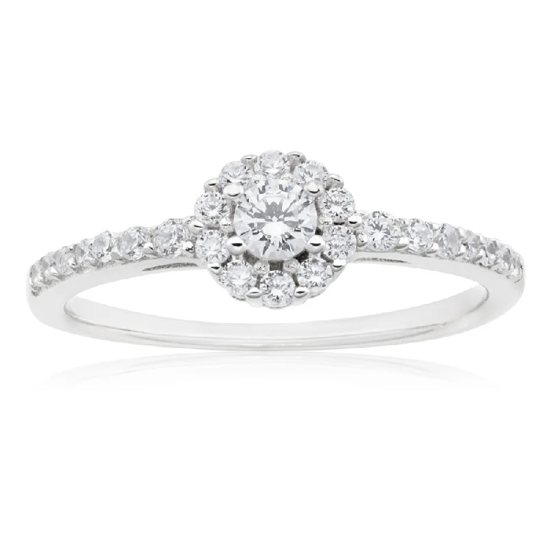 Final Call For Exquisite Jewelry At Reduced Rates Sterling Silver Cubic Zirconia Cut Halo Ring