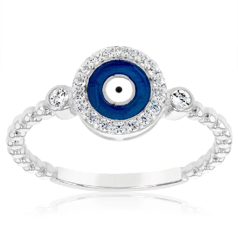 Luxury Meets Affordability – Jewelry Sale Now Live Sterling Silver Cubic Zirconia Evil Eye Fancy Ring