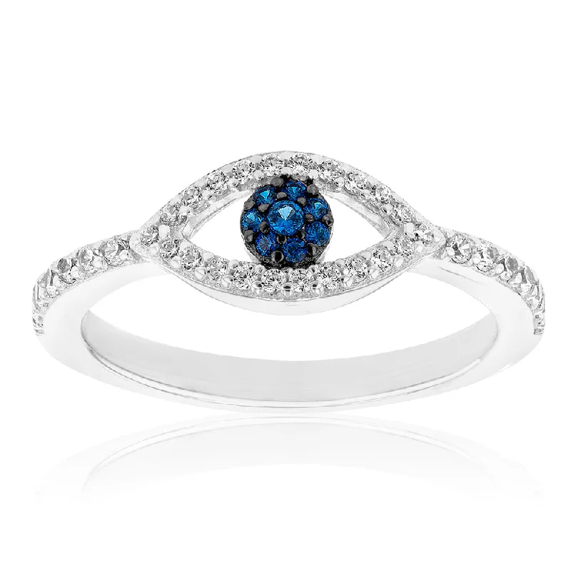 Your Perfect Accessory Now At The Best Price Sterling Silver Cubic Zirconia Evil Eye Ring