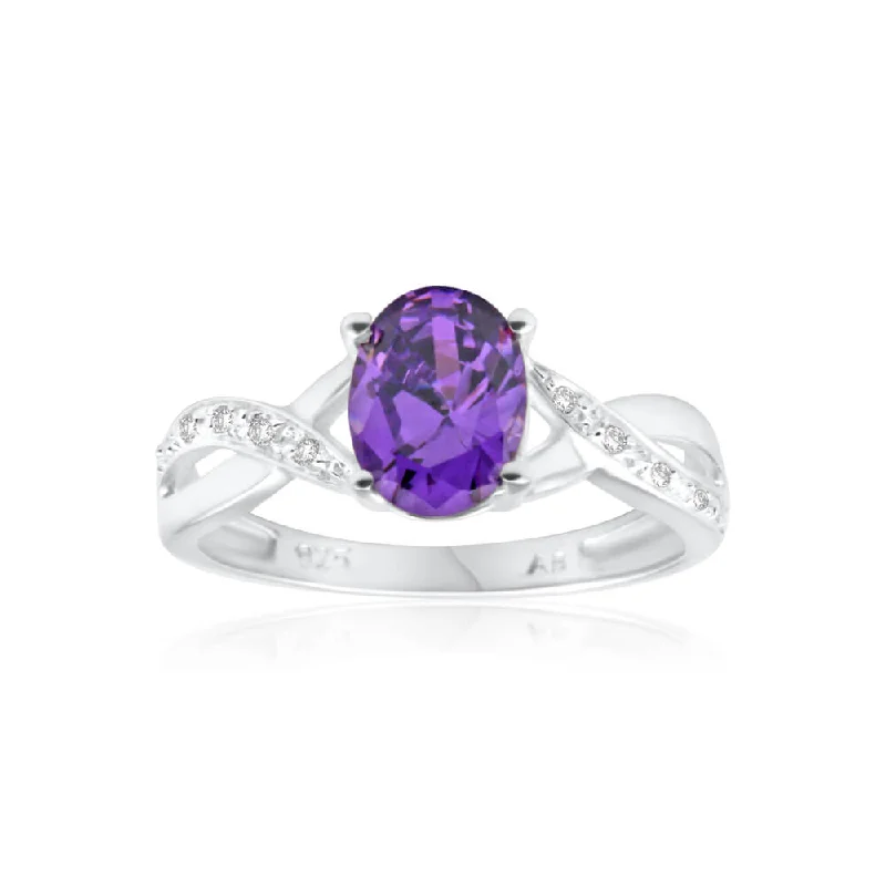 Buy More, Save More – Special Jewelry Discounts Sterling Silver Cubic Zirconia Purple Oval Ring