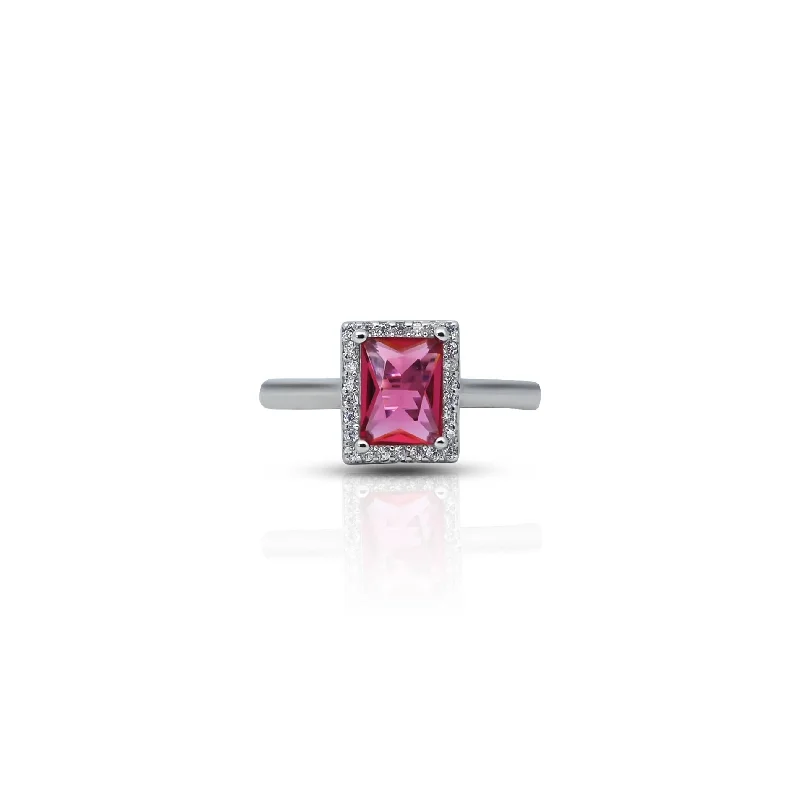 Flash Sale On Stunning Jewelry – Don't Miss Out Sterling Silver Cushion-Cut Pink Gemstone Ring for Her
