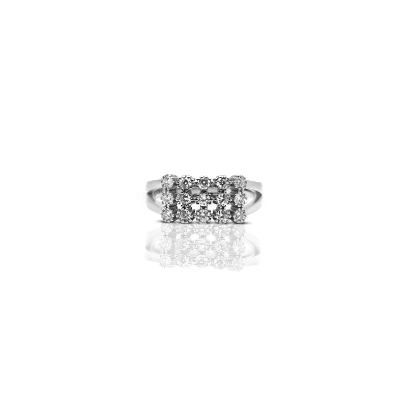 Stunning Statement Jewelry, Unbeatable Discounts Sterling Silver CZ Stones Square Curve Design Ring for Her