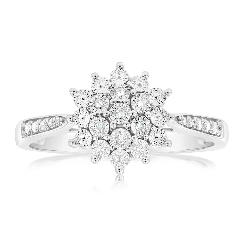 Exclusive Jewelry Sale – Limited-Time Discounts Sterling Silver Diamond Cluster Ring