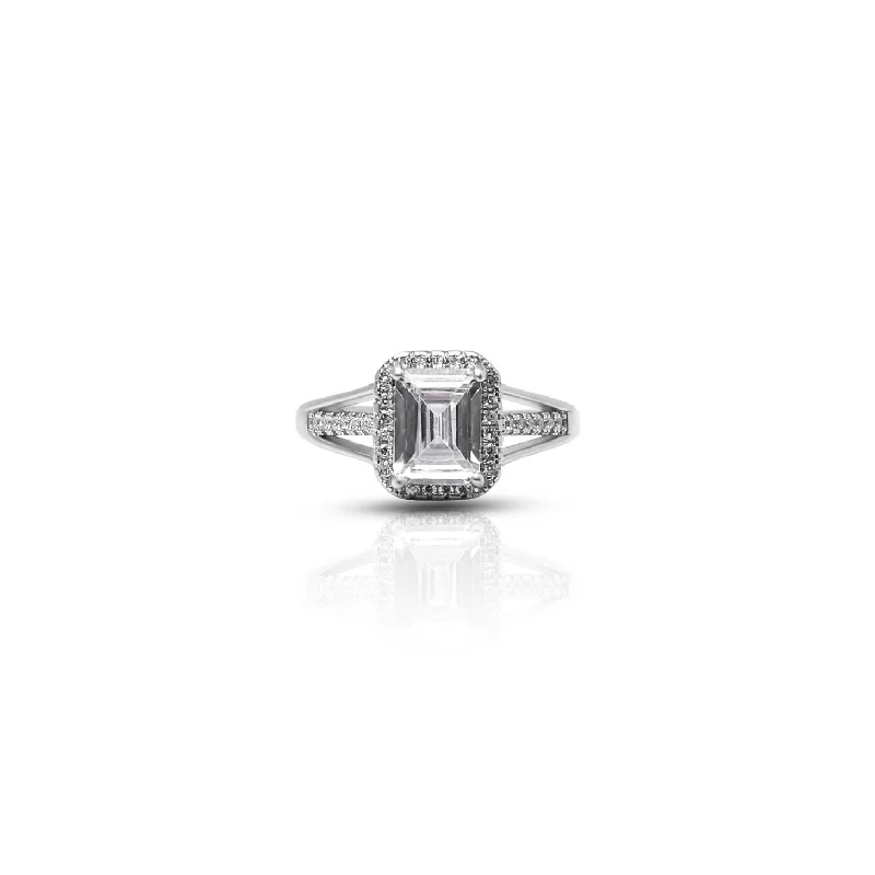 Get The Sparkle You Love At Prices You Adore Sterling Silver Emerald Cut Simulated Diamond Ring
