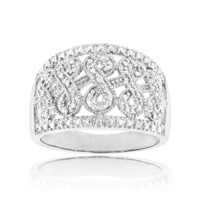 Jewelry Clearance Sale – Final Reductions Sterling Silver Infinity Diamond Ring with 1 Brilliant Cut Diamond