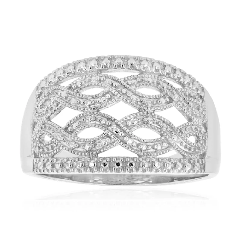 Breathtaking Jewelry, Breathtaking Prices Sterling Silver Infinity Diamond Ring with 1 Brilliant Cut Diamond