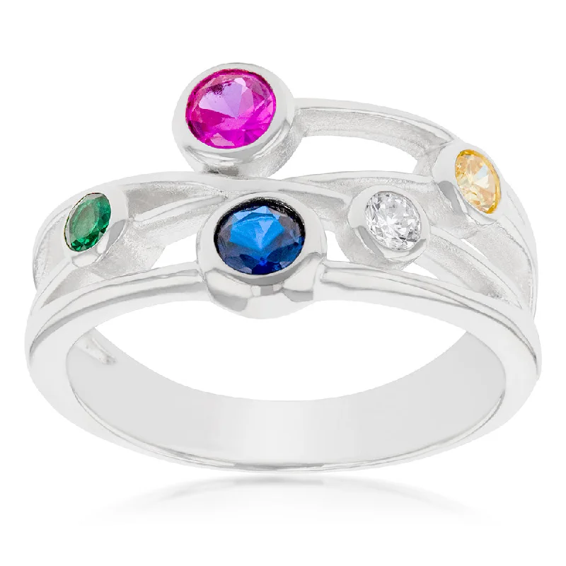 Modern Jewelry At Exclusive Discounts – Shop Today Sterling Silver Multicolour Fancy Ring