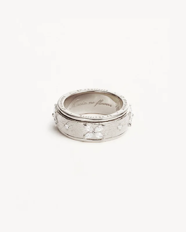 High-Quality Jewelry At A Fraction Of The Cost Sterling Silver No Rain, No Flowers Spinning Meditation Ring