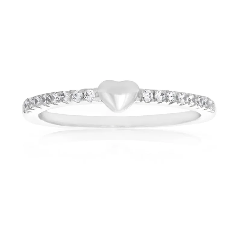 Shine In Style – Shop Jewelry Discounts Today Sterling Silver Rhodium Plated Cubic Heart Channel Band Zirconia Ring