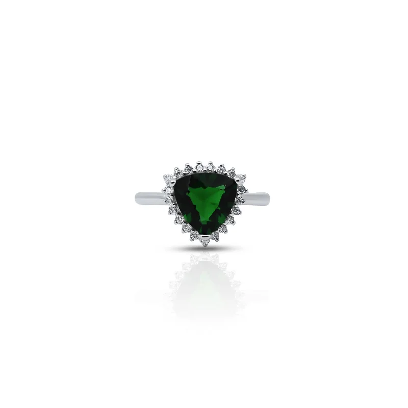 Elegant Jewelry, Exclusive Prices – Shop Now Sterling Silver Triangular Synthetic Green Emerald Ring for Her