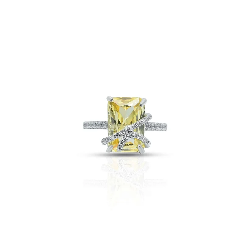 Exclusive Gemstone Jewelry At Special Prices Sterling Silver Yellow Square Shape Ring for Girls