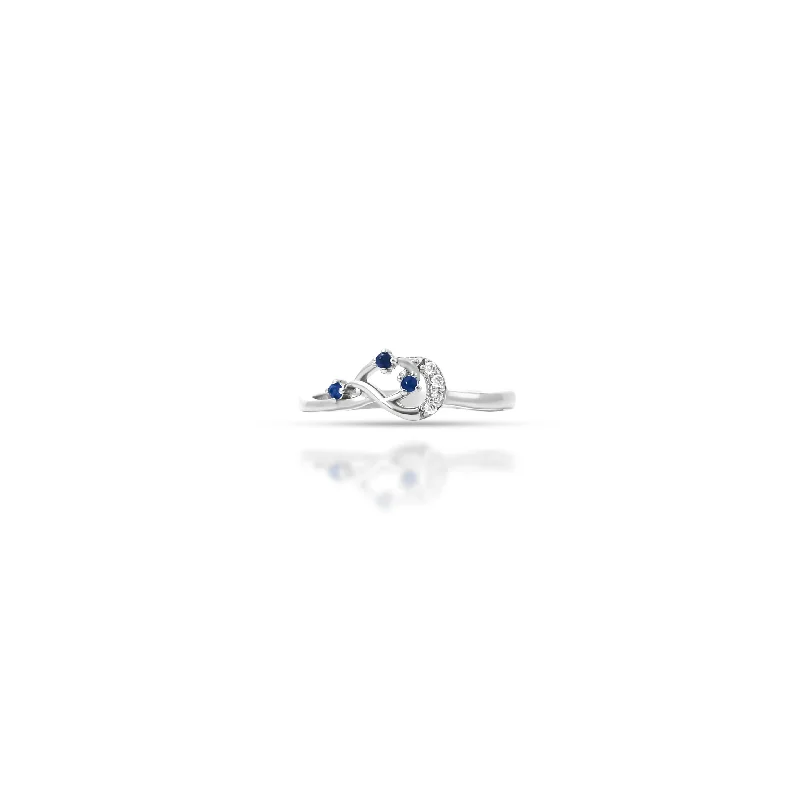 Customized Silver Jewelry For Unique Style Stylish Silver Ring with Three Round Blue Stone