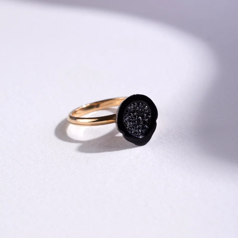 Handcrafted Beauty At Affordable Prices Tahitian Pearl Geode Ring with Black Diamonds