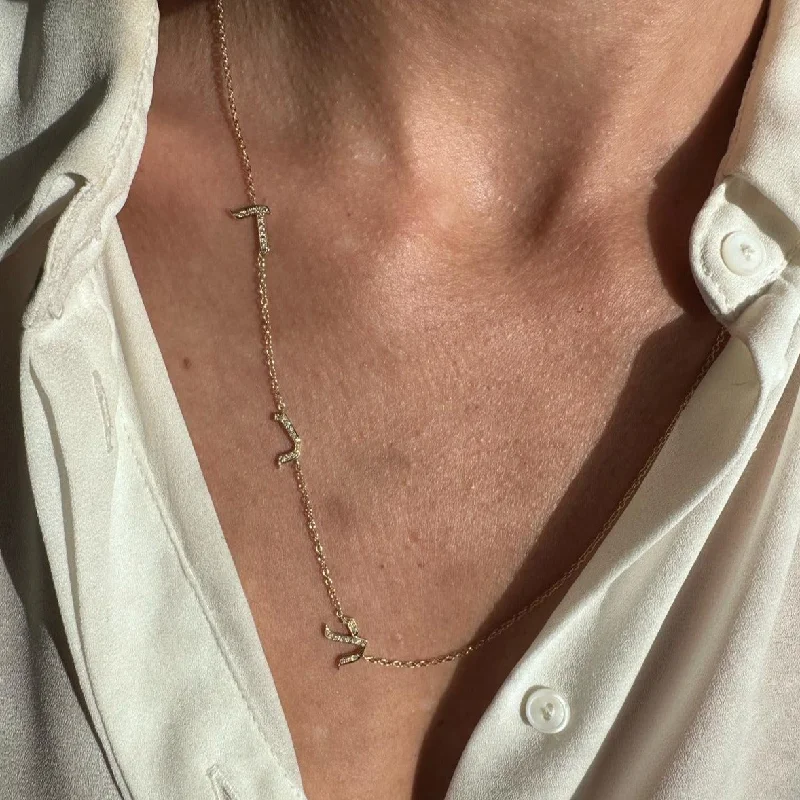 Timeless Jewelry At Special Discount Rates Three letters Necklace set with diamonds