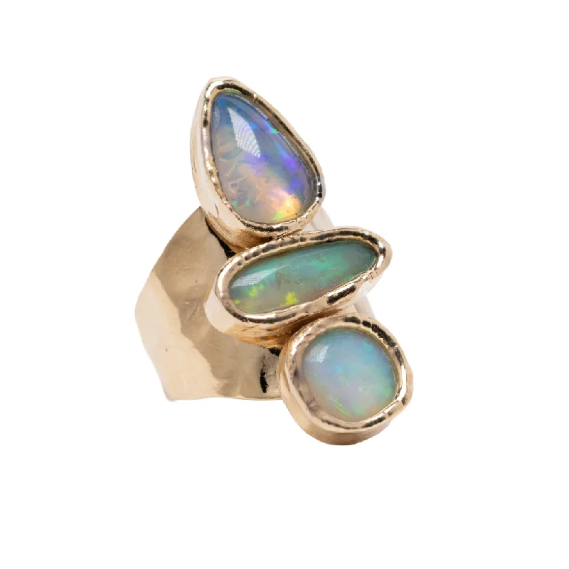 Exclusive Jewelry Sale – Sparkle For Less Triple Ethiopian Opal Cocktail Ring