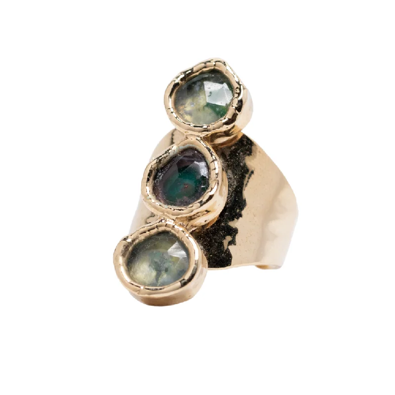 Fashion-Forward Jewelry At Incredible Prices Triple Prestolite & Green Amethyst Cocktail Ring